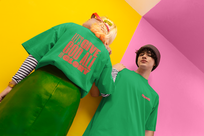 Classic Unisex Crew Neck T-Shirt | Back | Let's Give the Glory - Red Lettering