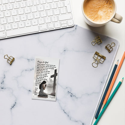 Set of English prayer cards; to share | Double-sided | Woman Praying / Sinner's Prayer | John 3:16