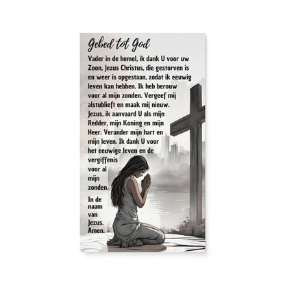 Set of Dutch prayer cards; to share | Double-sided | NL | Praying Woman / Sinner's Prayer | John 3:16