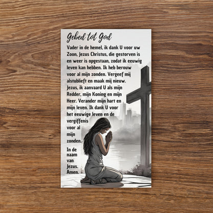 Set of Dutch prayer cards; to share | Double-sided | NL | Praying Woman / Sinner's Prayer | John 3:16