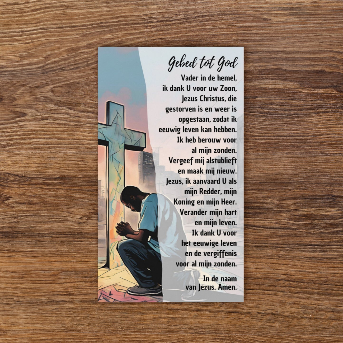 Set of Dutch prayer cards; to share | Double-sided | NL | Praying Man / Sinner's Prayer | John 3:16
