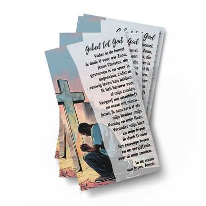 Set of Dutch prayer cards; to share | Double-sided | NL | Praying Man / Sinner's Prayer | John 3:16