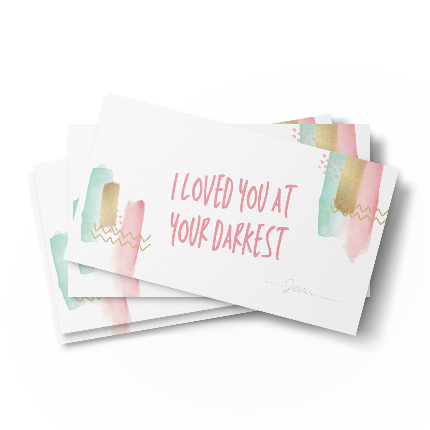 Set of English encouragement cards to share | Double-sided | I loved you at your darkest - Pink letters | You are loved