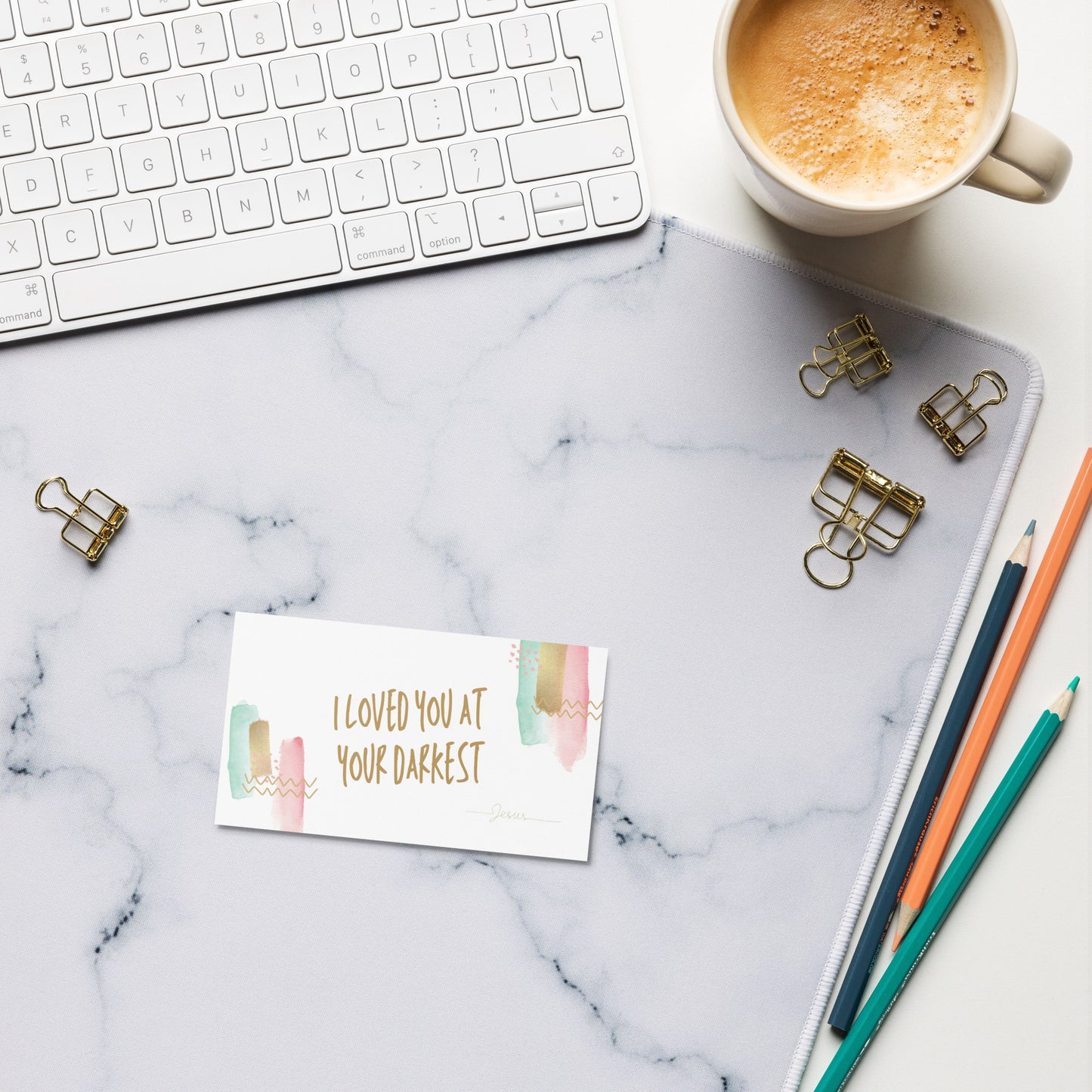 Set of English encouragement cards; to share | Double-sided | I loved you at your darkest - Golden letters | You are loved