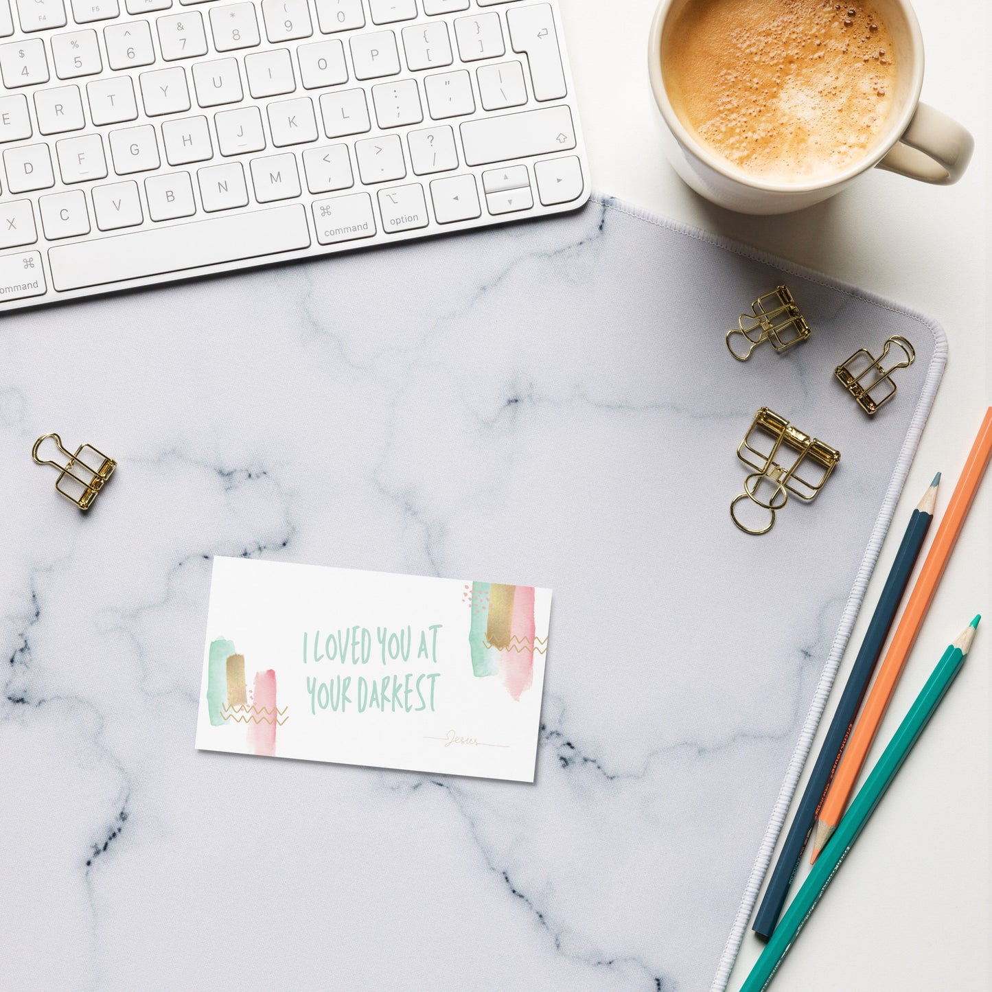 Set of English encouragement cards to share | Double-sided | I loved you at your darkest - Green letters | You are loved