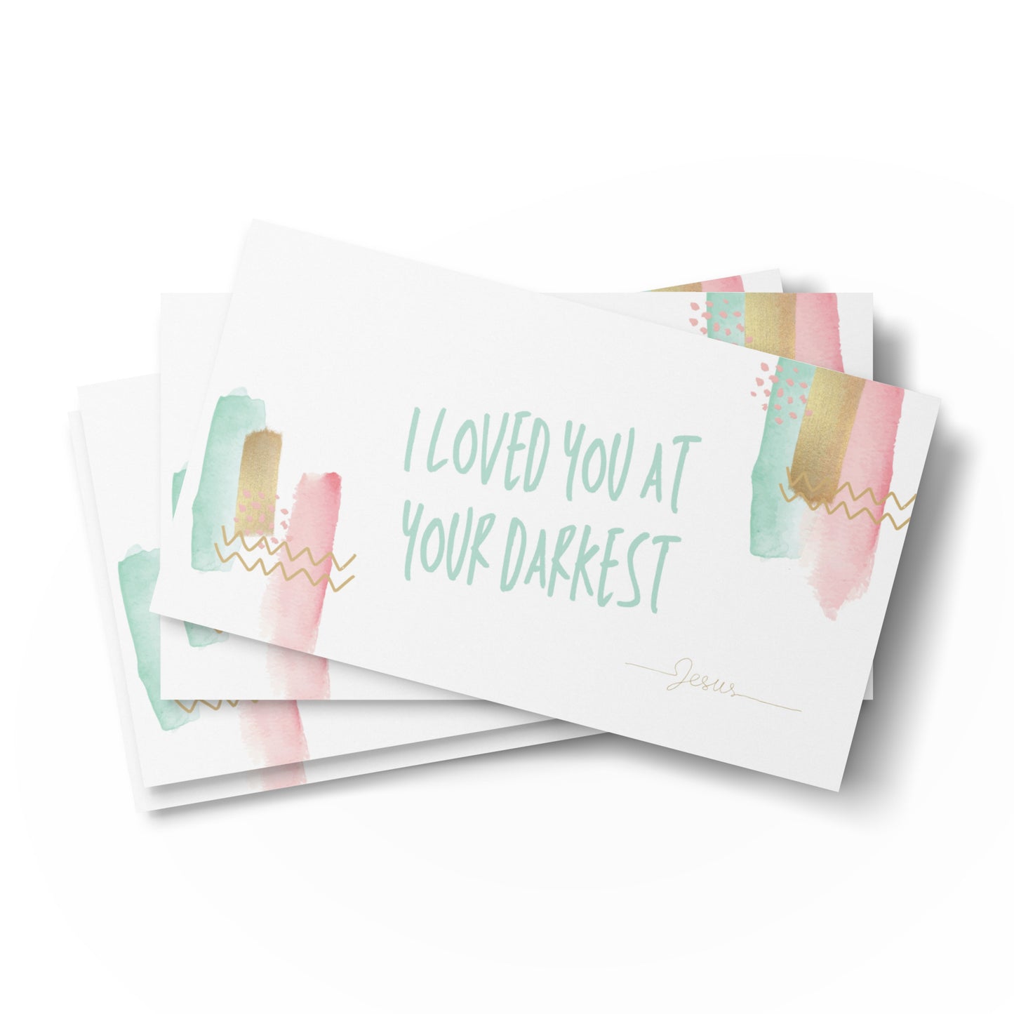 Set of English encouragement cards to share | Double-sided | I loved you at your darkest - Green letters | You are loved