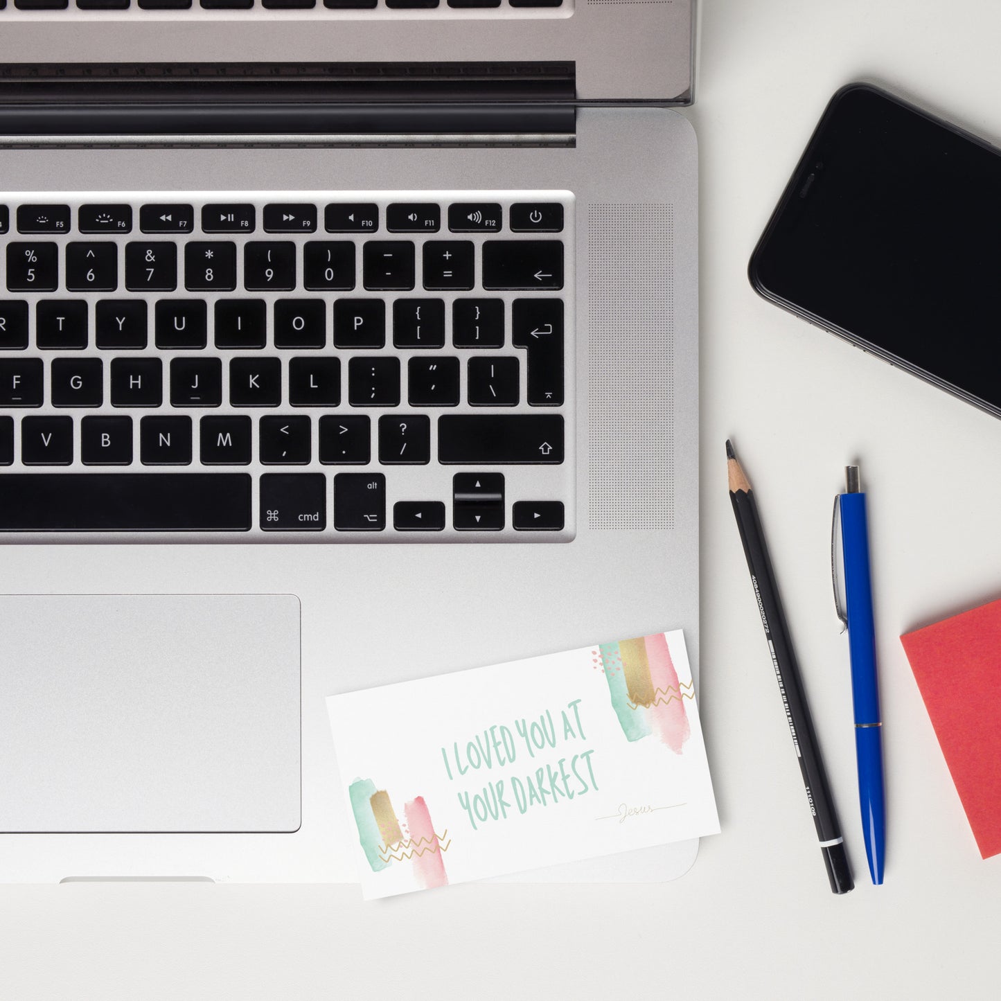 Set of English encouragement cards to share | Double-sided | I loved you at your darkest - Green letters | You are loved