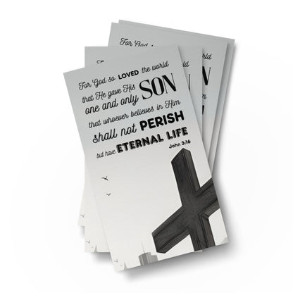Set of English prayer cards; to share | Double-sided | Woman Praying / Sinner's Prayer | John 3:16