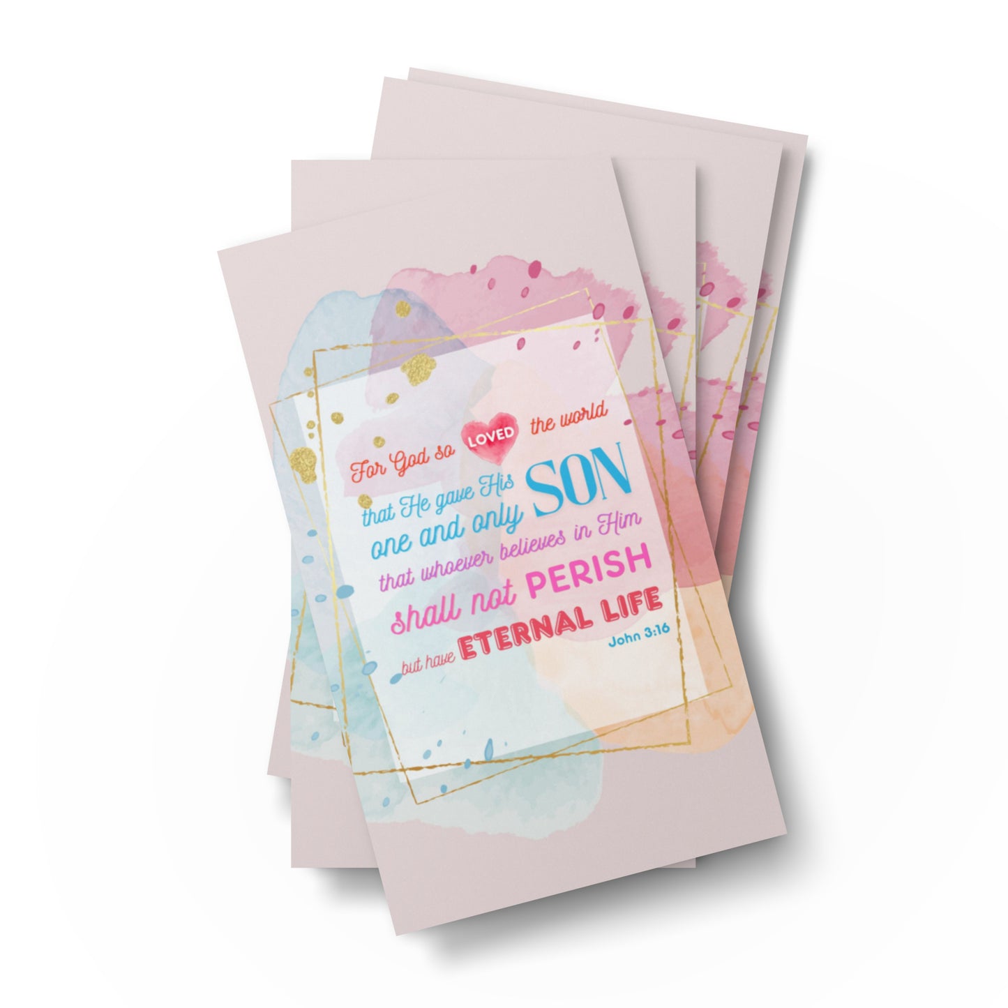 Set of English encouragement cards; to share | One-sided | John 3:16 - Colored