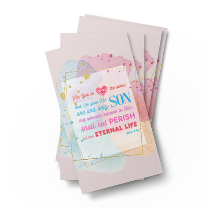 Set of English encouragement cards; to share | One-sided | John 3:16 - Colored