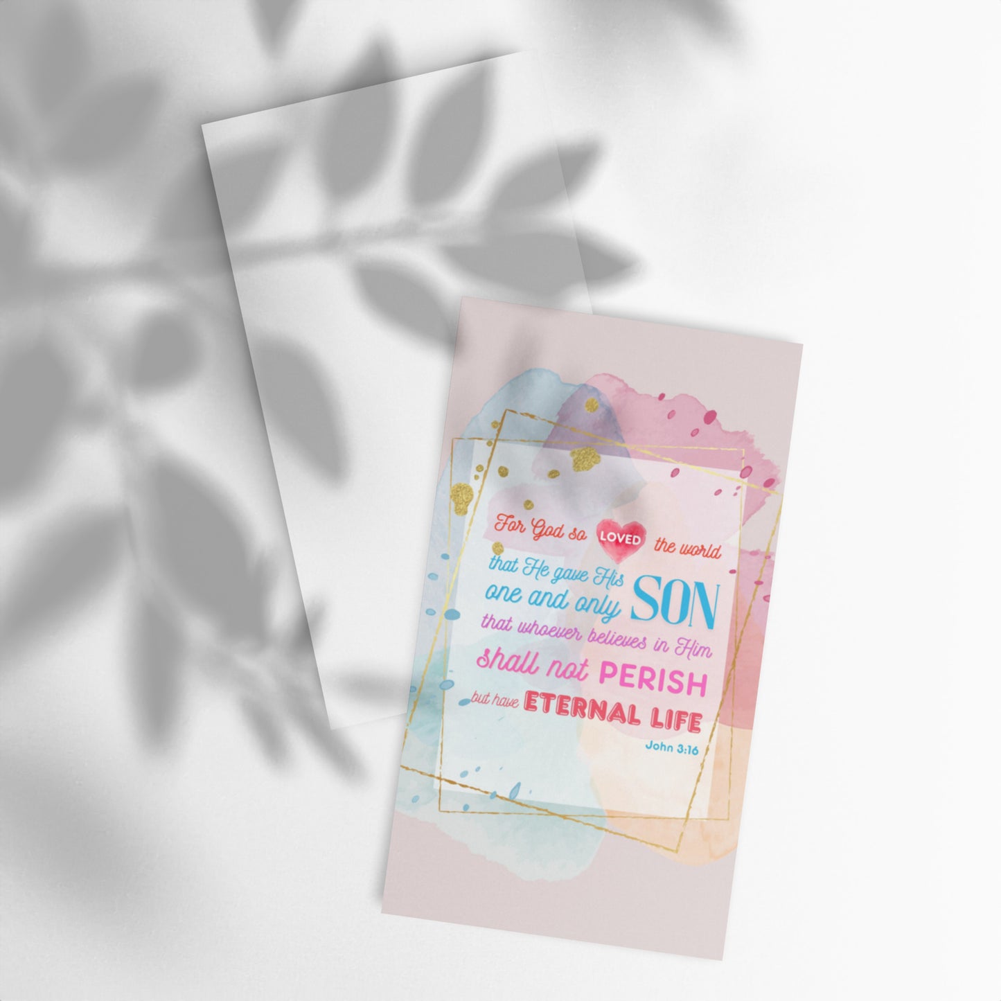 Set of English encouragement cards; to share | One-sided | John 3:16 - Colored