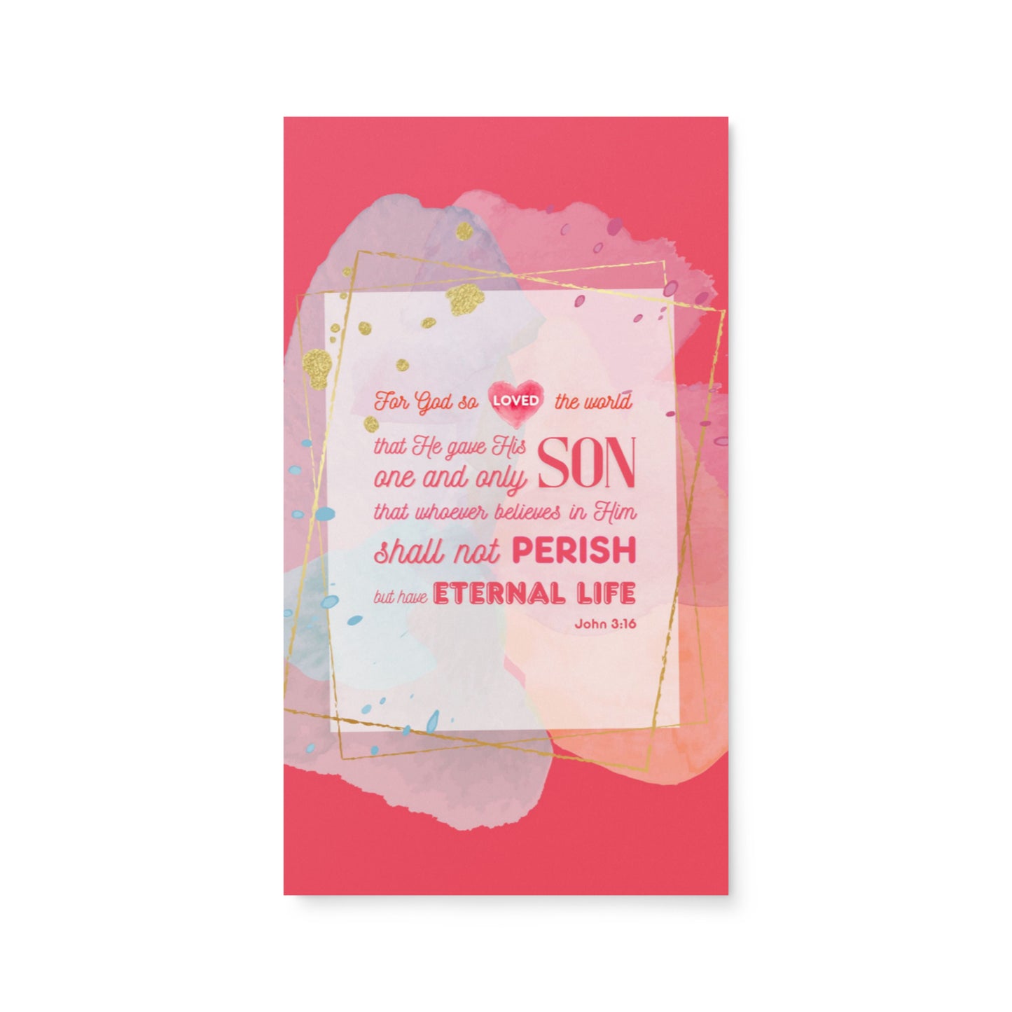 Set of English encouragement cards; to share | One-sided | John 3:16 - Red