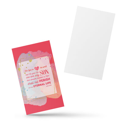 Set of English encouragement cards; to share | One-sided | John 3:16 - Red