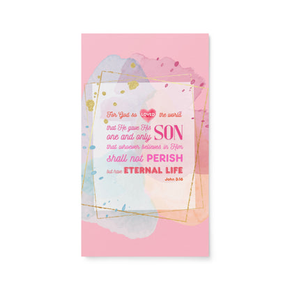 Set of English encouragement cards; to share | One-sided | John 3:16 - Pink