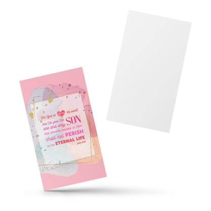 Set of English encouragement cards; to share | One-sided | John 3:16 - Pink