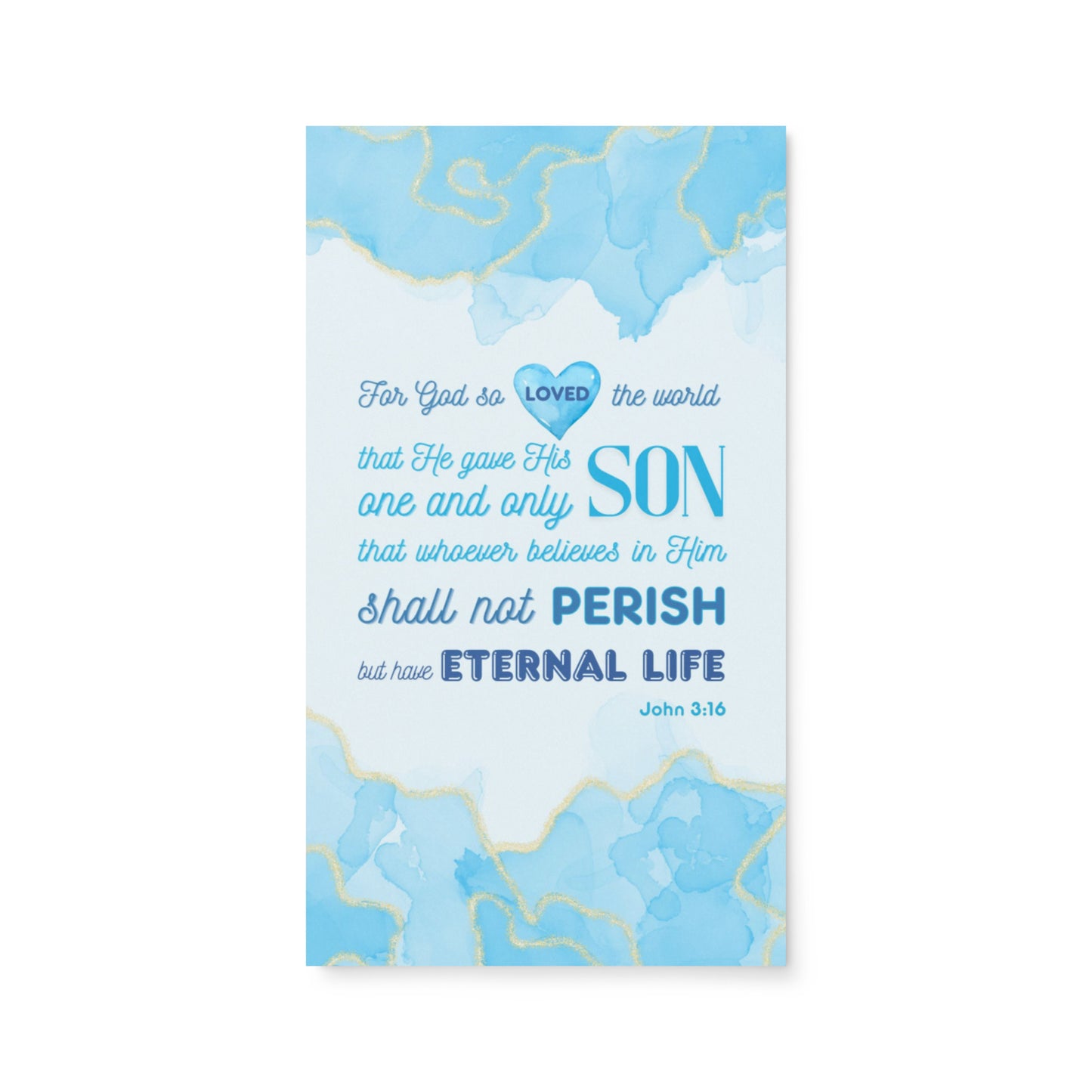 Set of English encouragement cards; to share | One-sided | John 3:16 - Light Blue