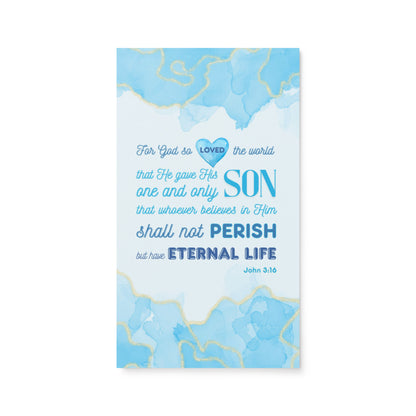 Set of English encouragement cards; to share | One-sided | John 3:16 - Light Blue