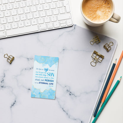 Set of English encouragement cards; to share | One-sided | John 3:16 - Light Blue