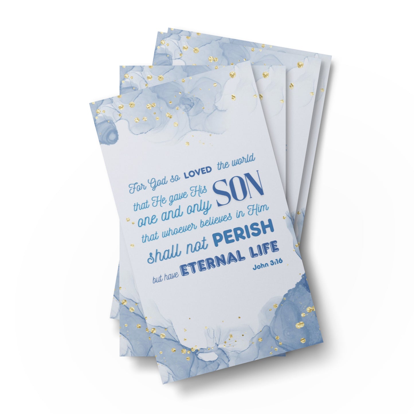 Set of English encouragement cards; to share | One-sided | John 3:16 - Dark Blue