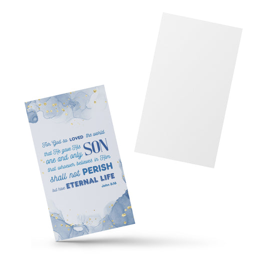 Set of English encouragement cards; to share | One-sided | John 3:16 - Dark Blue