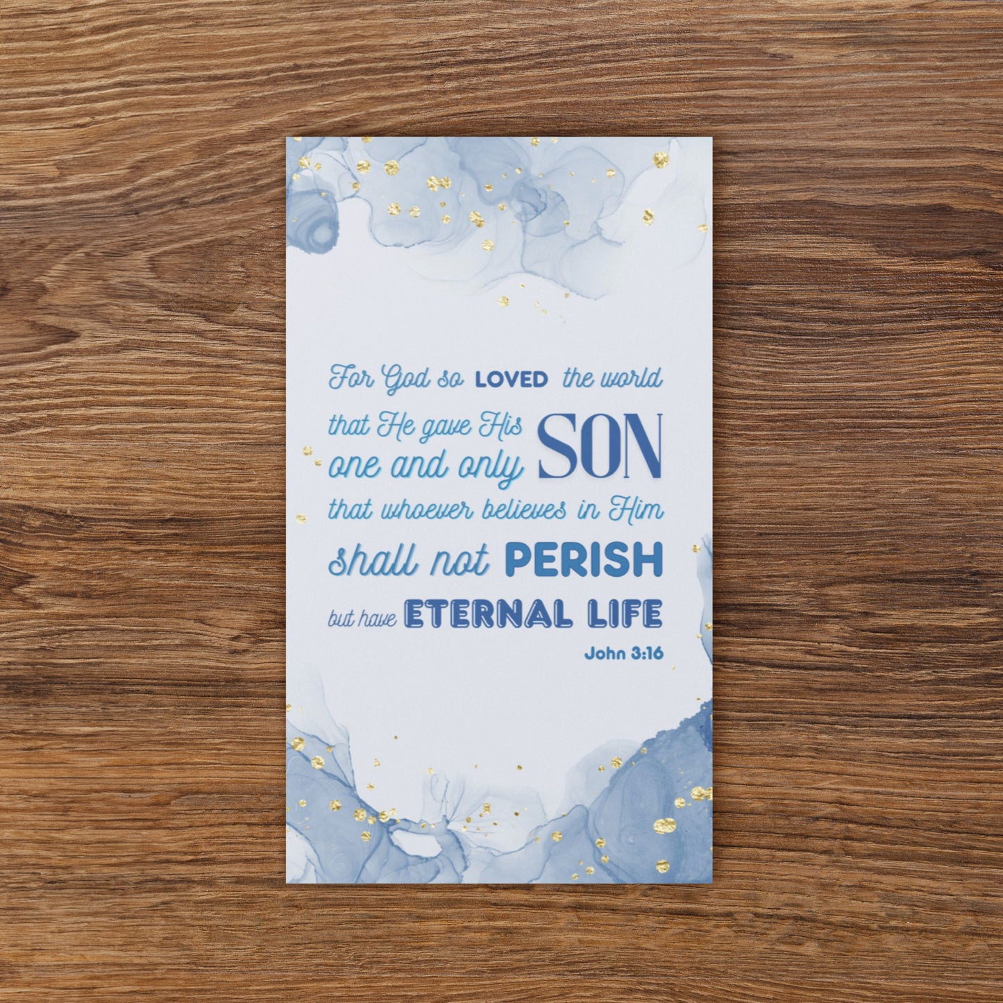 Set of English encouragement cards; to share | One-sided | John 3:16 - Dark Blue