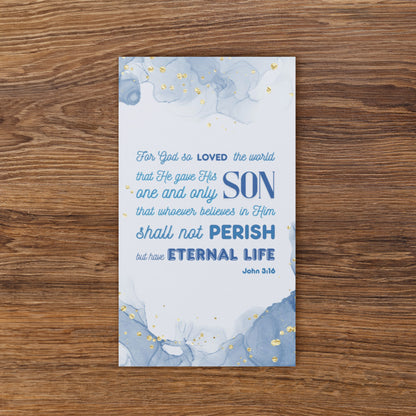 Set of English encouragement cards; to share | One-sided | John 3:16 - Dark Blue