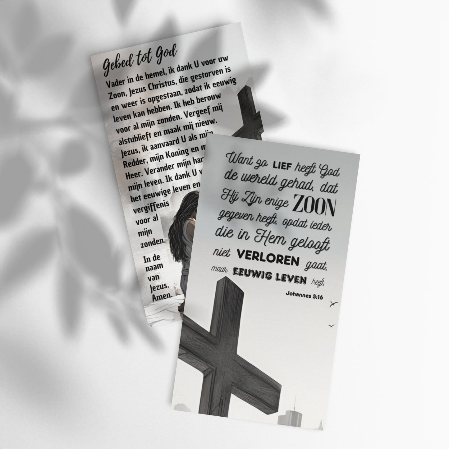 Set of Dutch prayer cards; to share | Double-sided | NL | Praying Woman / Sinner's Prayer | John 3:16
