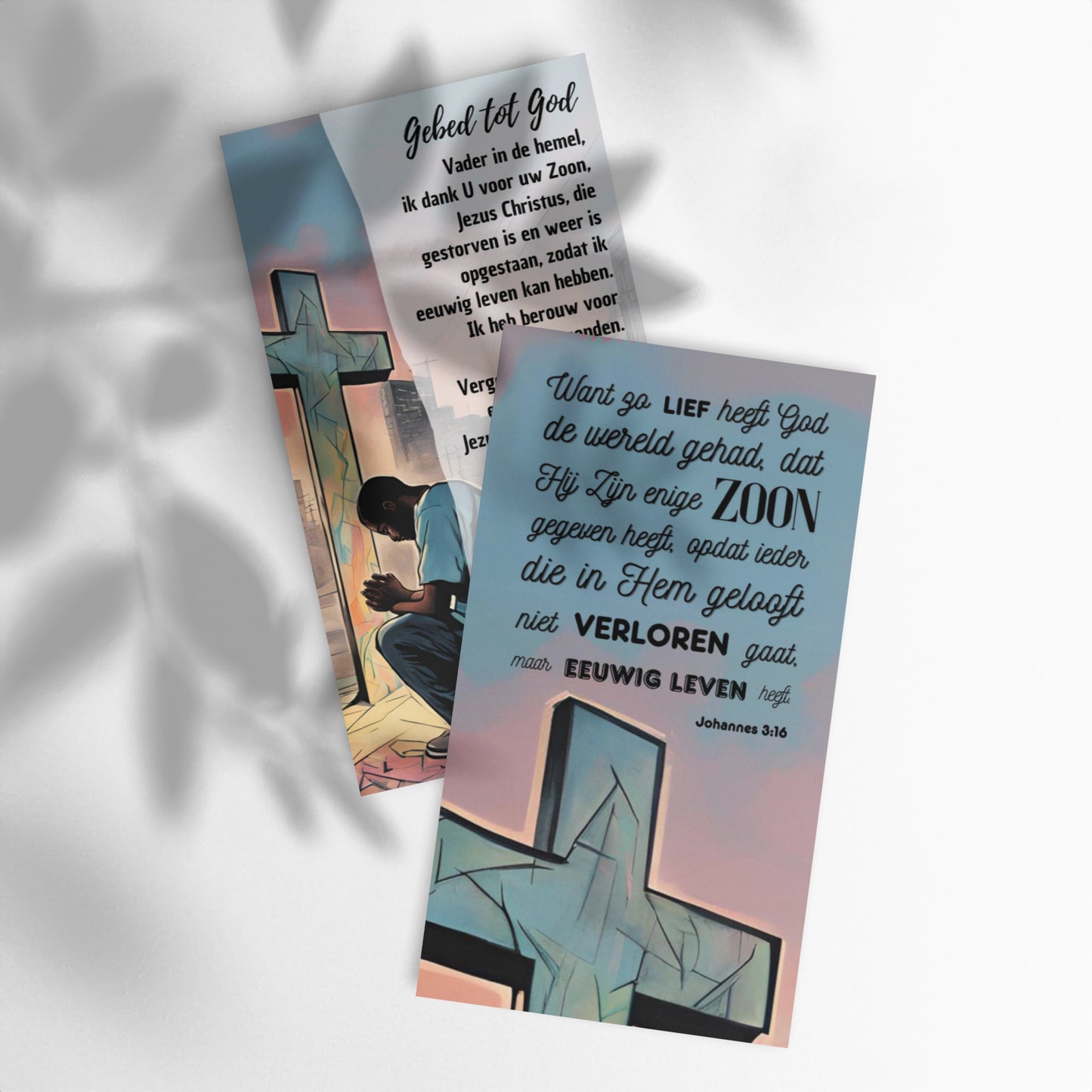 Set of Dutch prayer cards; to share | Double-sided | NL | Praying Man / Sinner's Prayer | John 3:16