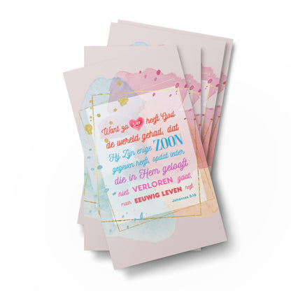 Set of Dutch encouragement cards; to share | One-sided | NL | John 3:16 - Colored