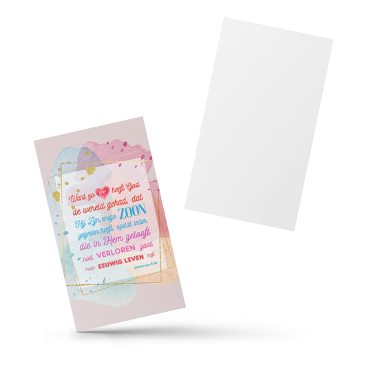 Set of Dutch encouragement cards; to share | One-sided | NL | John 3:16 - Colored