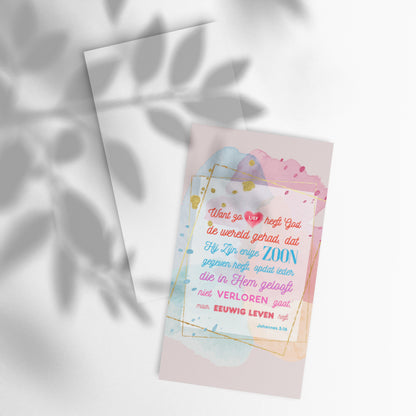 Set of Dutch encouragement cards; to share | One-sided | NL | John 3:16 - Colored