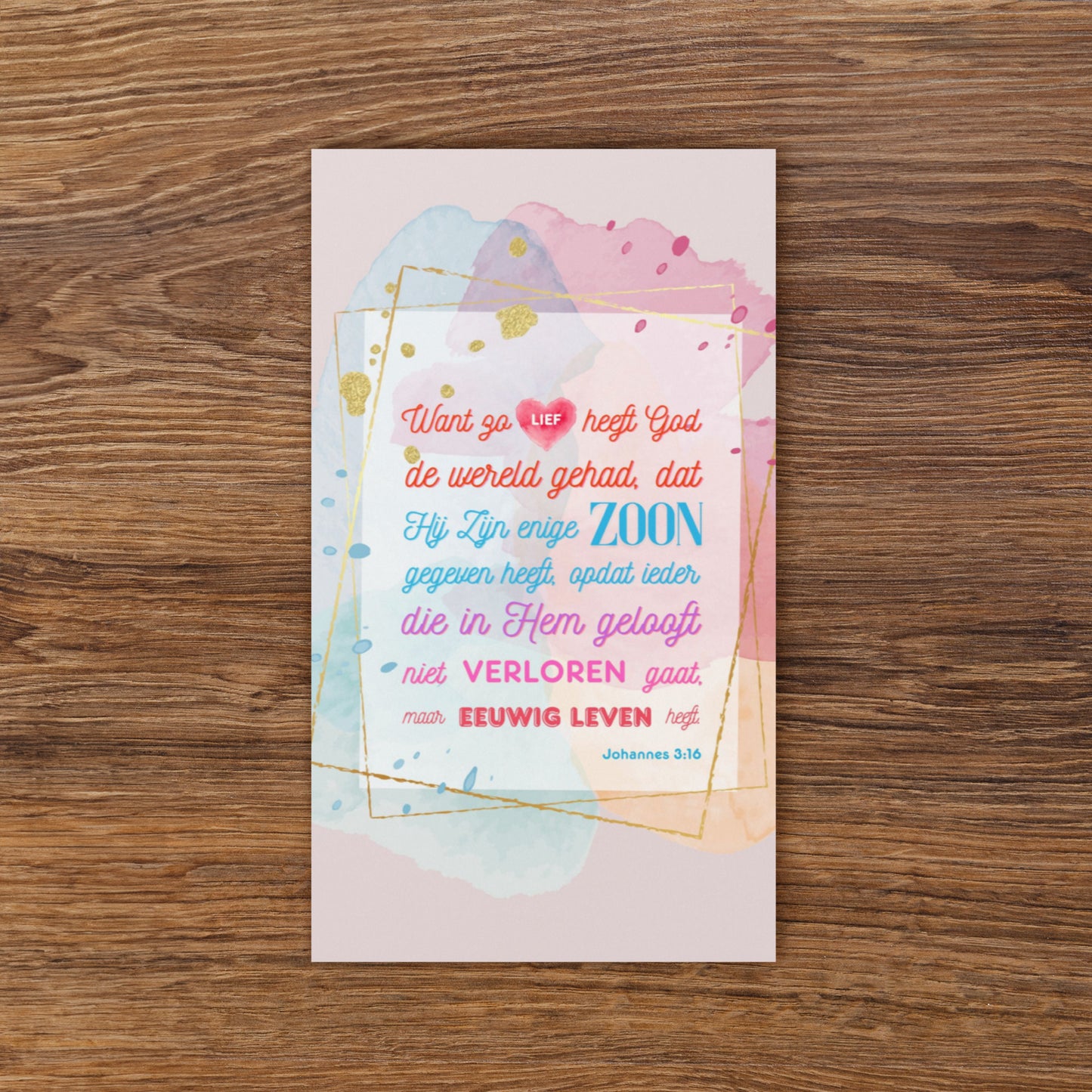Set of Dutch encouragement cards; to share | One-sided | NL | John 3:16 - Colored