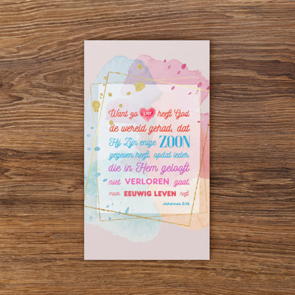 Set of Dutch encouragement cards; to share | One-sided | NL | John 3:16 - Colored