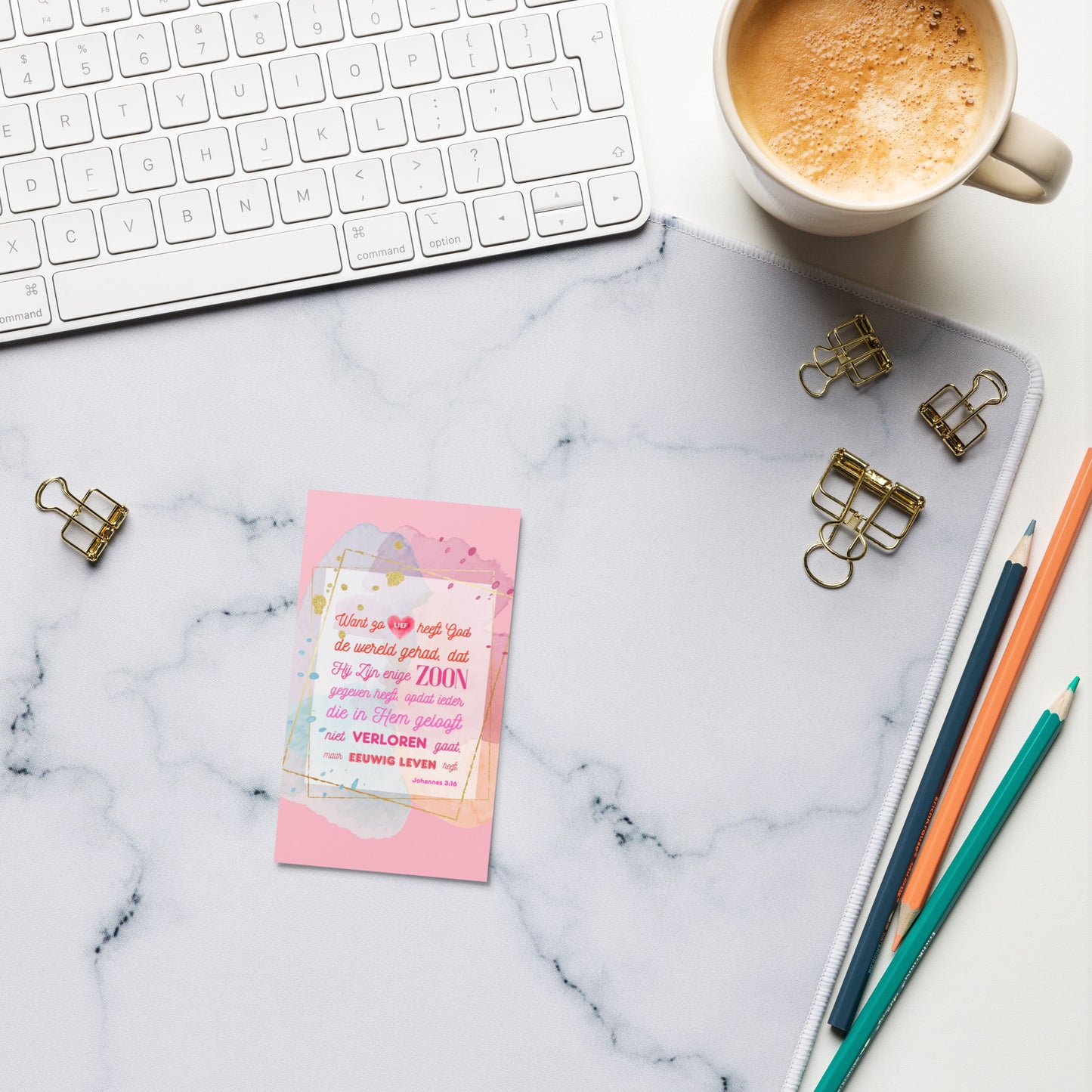 Set of Dutch encouragement cards; to share | One-sided | NL | John 3:16 - Pink