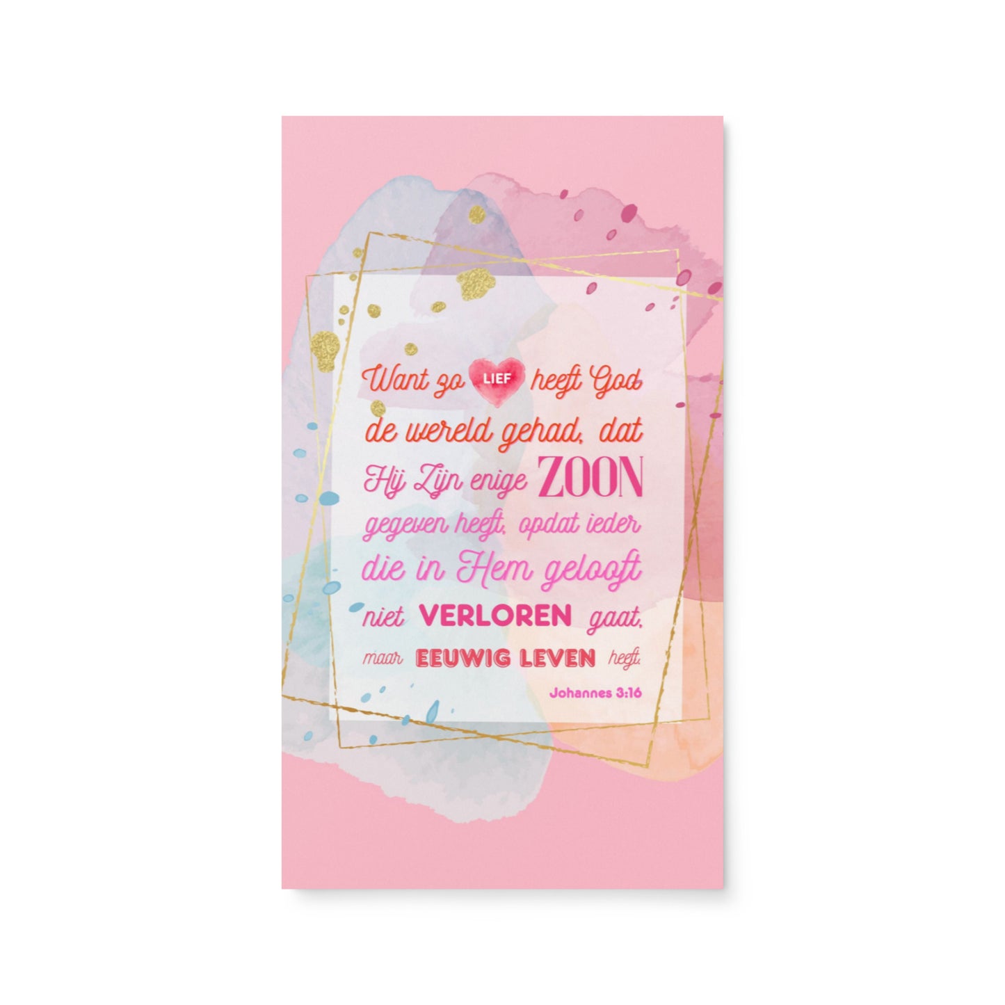 Set of Dutch encouragement cards; to share | One-sided | NL | John 3:16 - Pink