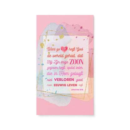 Set of Dutch encouragement cards; to share | One-sided | NL | John 3:16 - Pink