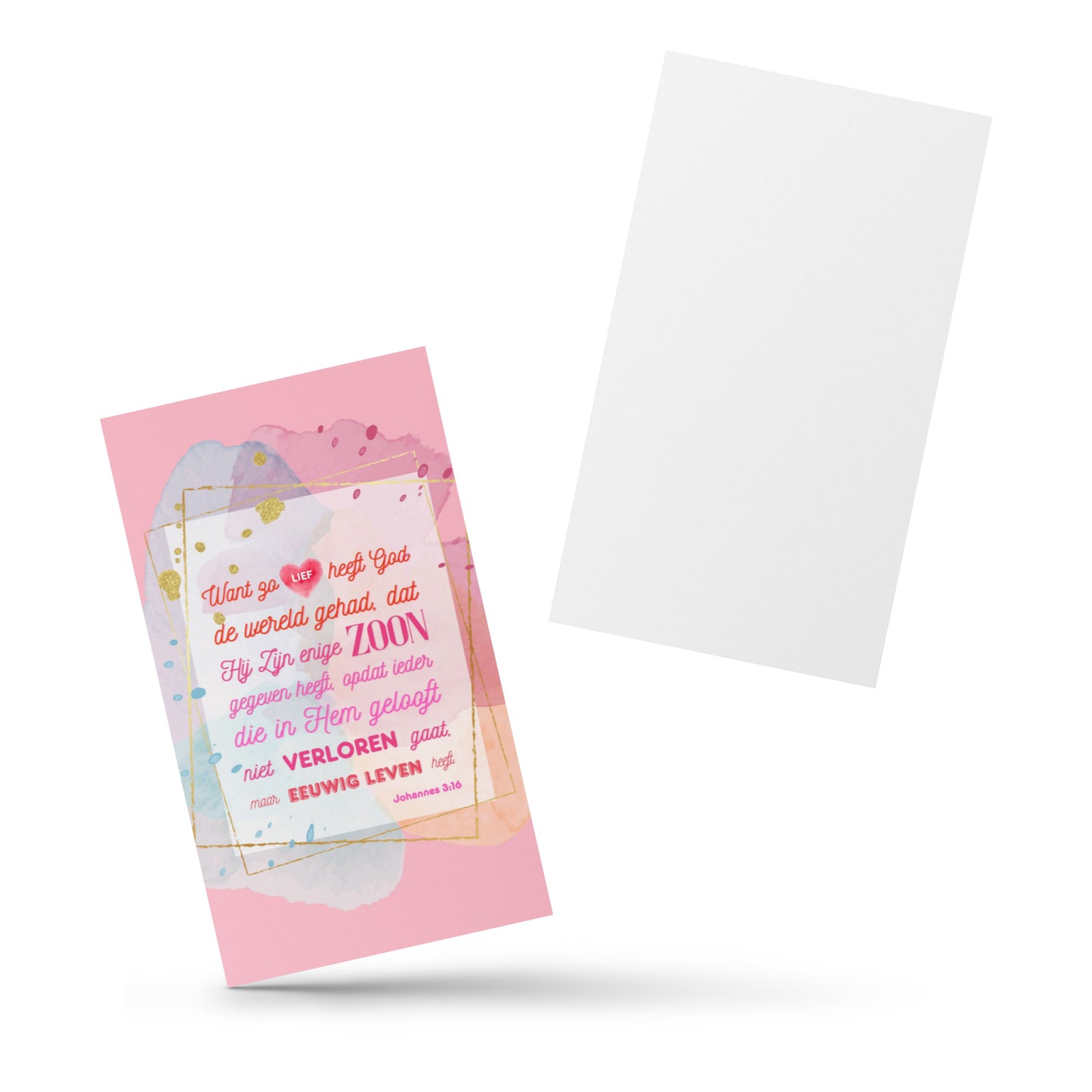 Set of Dutch encouragement cards; to share | One-sided | NL | John 3:16 - Pink