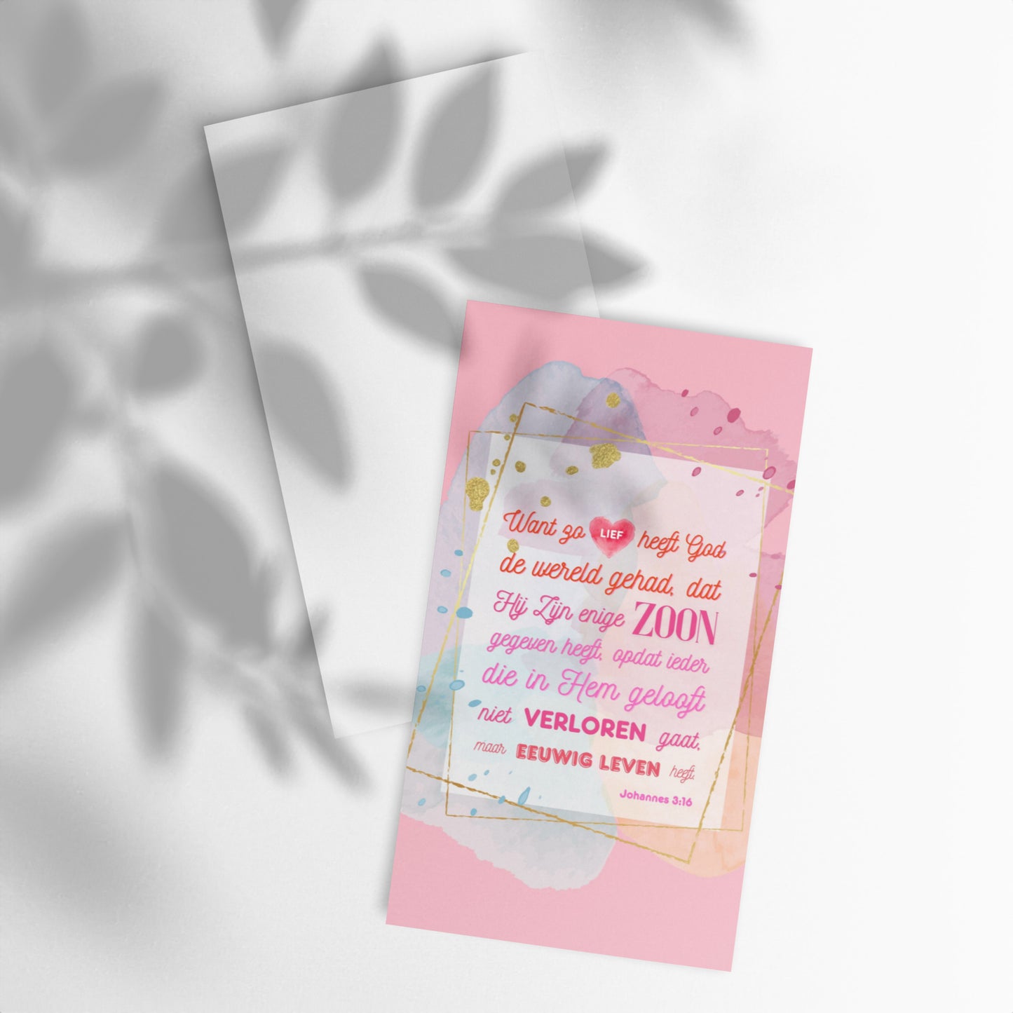 Set of Dutch encouragement cards; to share | One-sided | NL | John 3:16 - Pink