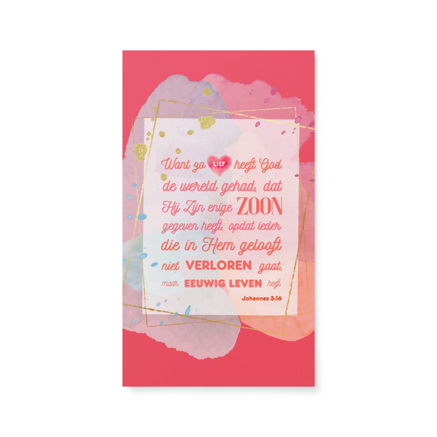 Set of Dutch encouragement cards; to share | Single-sided | NL | John 3:16 - Red