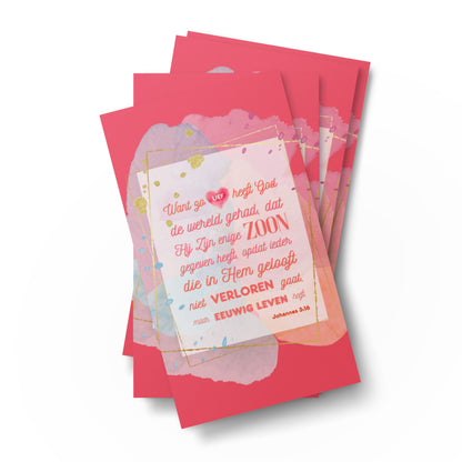Set of Dutch encouragement cards; to share | Single-sided | NL | John 3:16 - Red