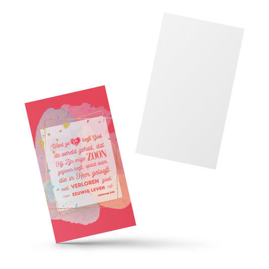 Set of Dutch encouragement cards; to share | Single-sided | NL | John 3:16 - Red
