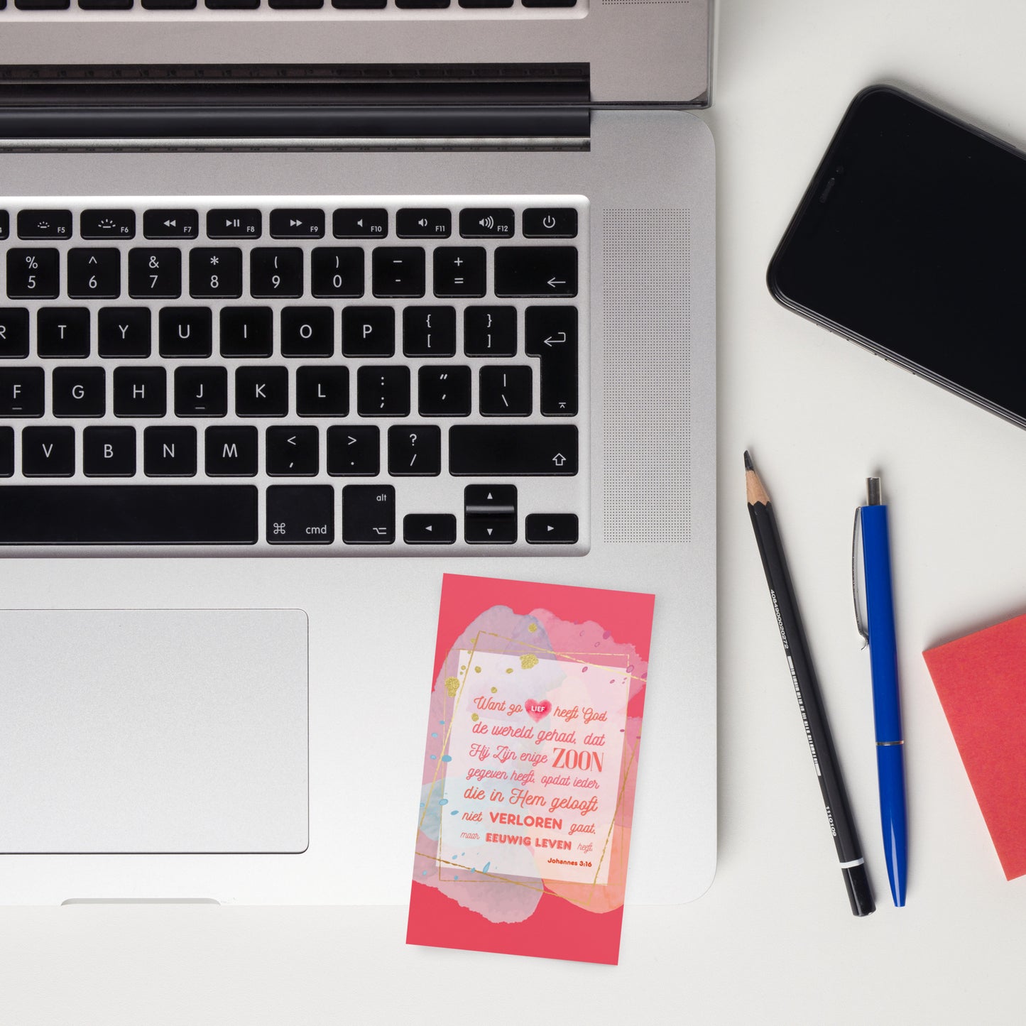 Set of Dutch encouragement cards; to share | Single-sided | NL | John 3:16 - Red