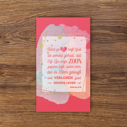 Set of Dutch encouragement cards; to share | Single-sided | NL | John 3:16 - Red