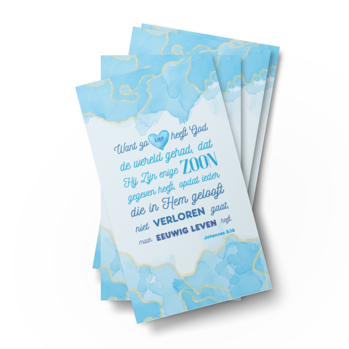 Set of Dutch encouragement cards; to share | One-sided | NL | John 3:16 - Light Blue