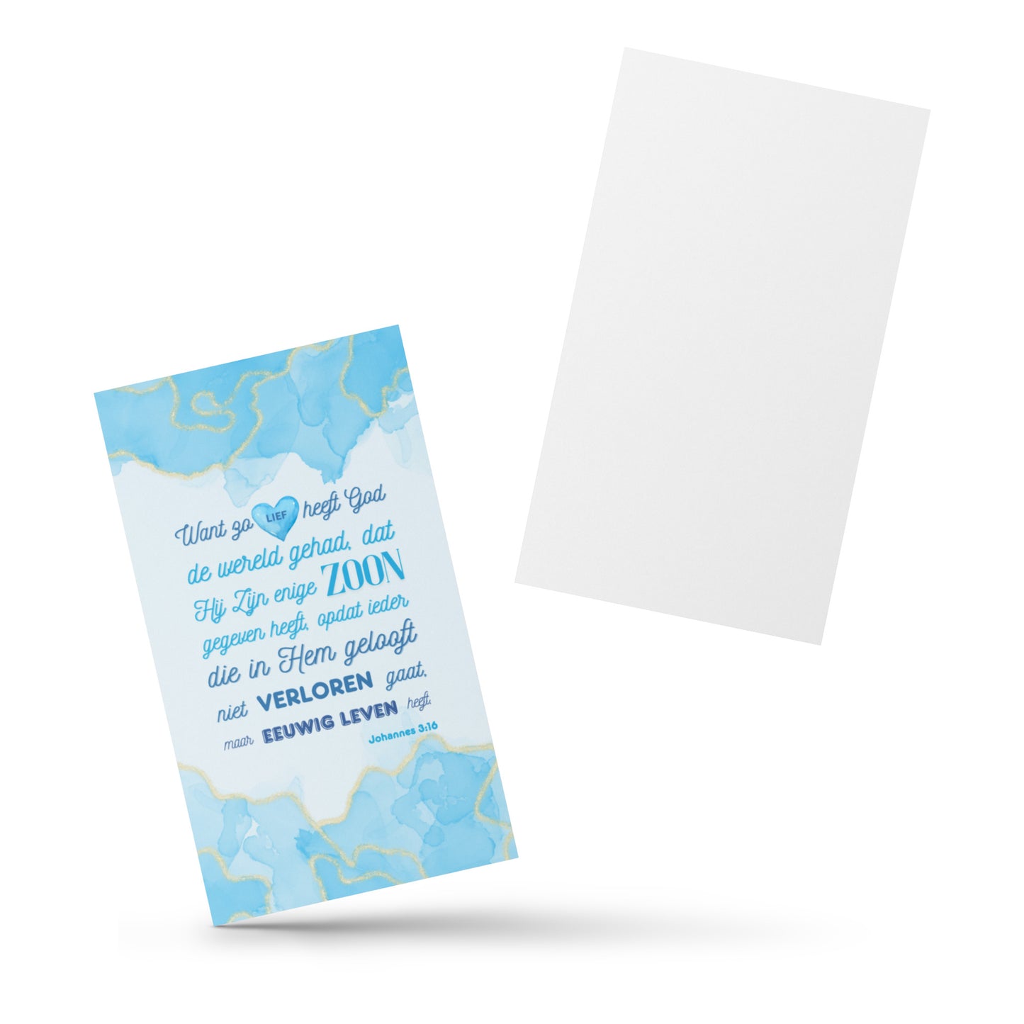 Set of Dutch encouragement cards; to share | One-sided | NL | John 3:16 - Light Blue
