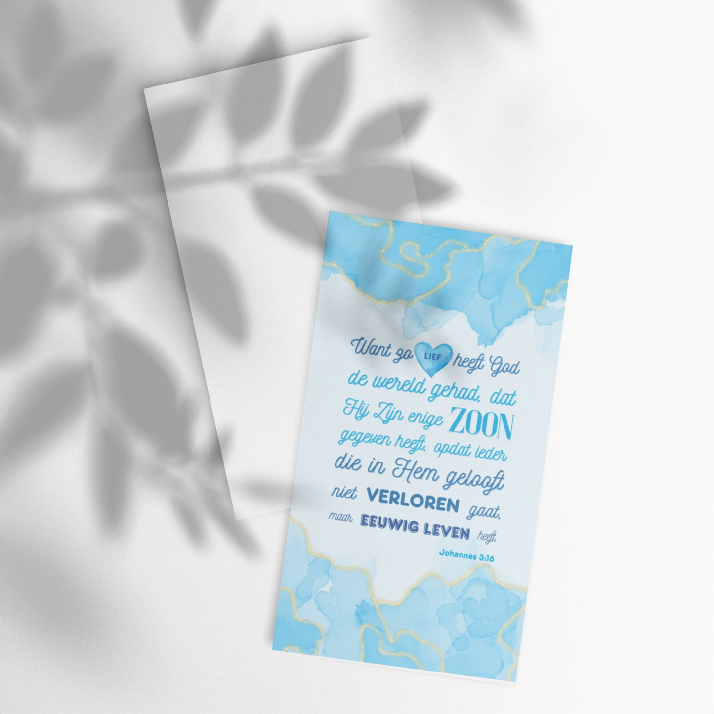 Set of Dutch encouragement cards; to share | One-sided | NL | John 3:16 - Light Blue