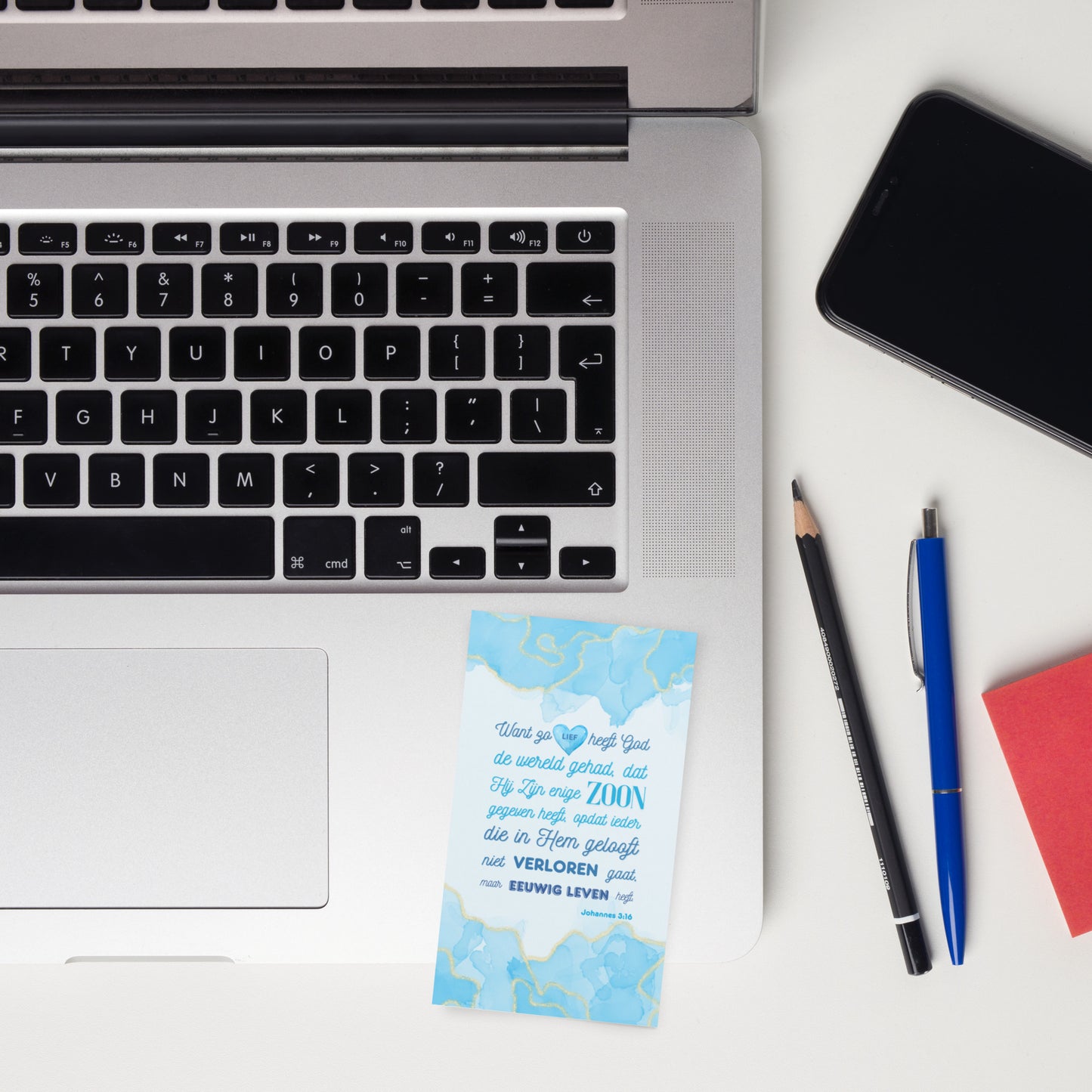 Set of Dutch encouragement cards; to share | One-sided | NL | John 3:16 - Light Blue