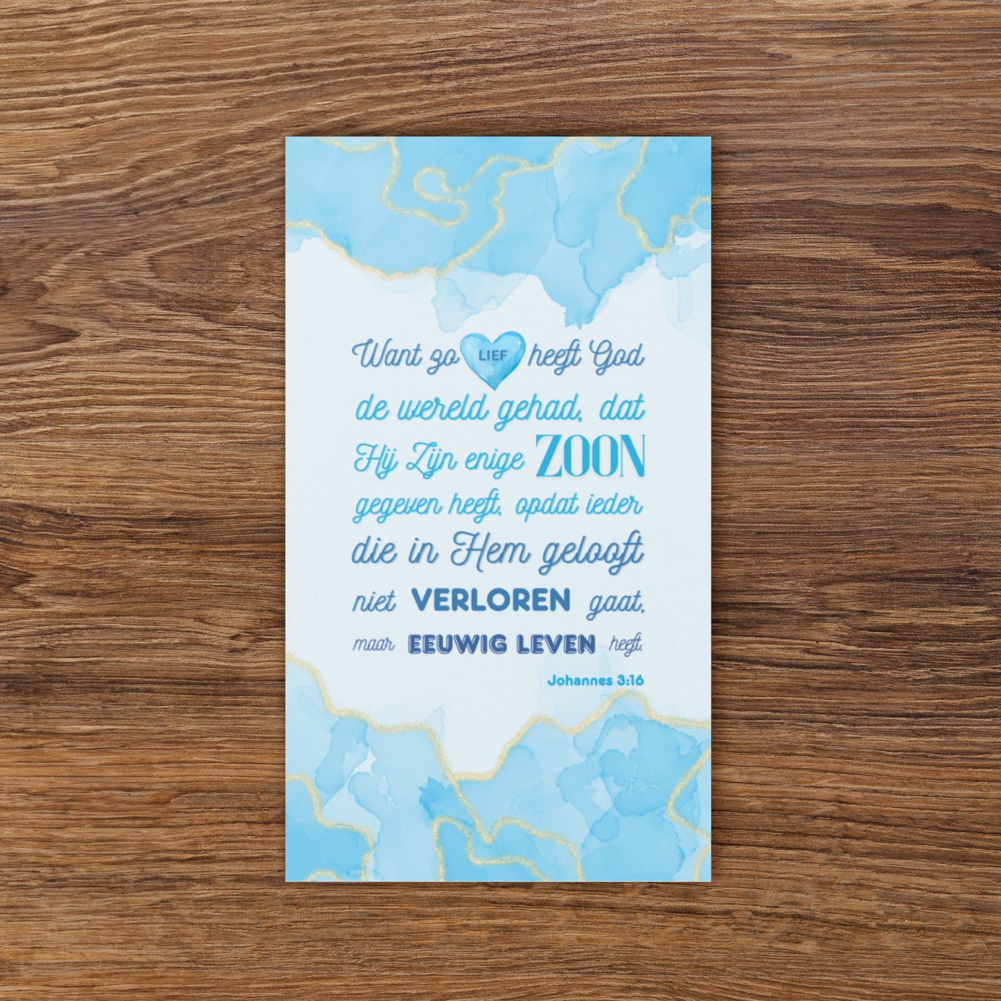 Set of Dutch encouragement cards; to share | One-sided | NL | John 3:16 - Light Blue