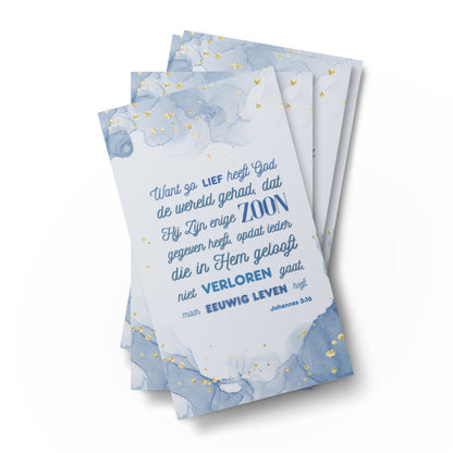 Set of Dutch encouragement cards; to share | One-sided | NL | John 3:16 - Dark Blue