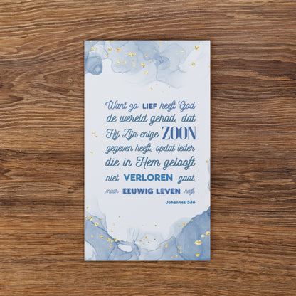 Set of Dutch encouragement cards; to share | One-sided | NL | John 3:16 - Dark Blue